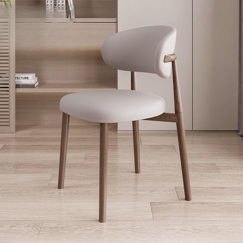 Modern Art Deco Side Chair with Faux Leather Upholstery and Metal Legs