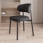 Modern Art Deco Side Chair with Faux Leather Upholstery and Metal Legs