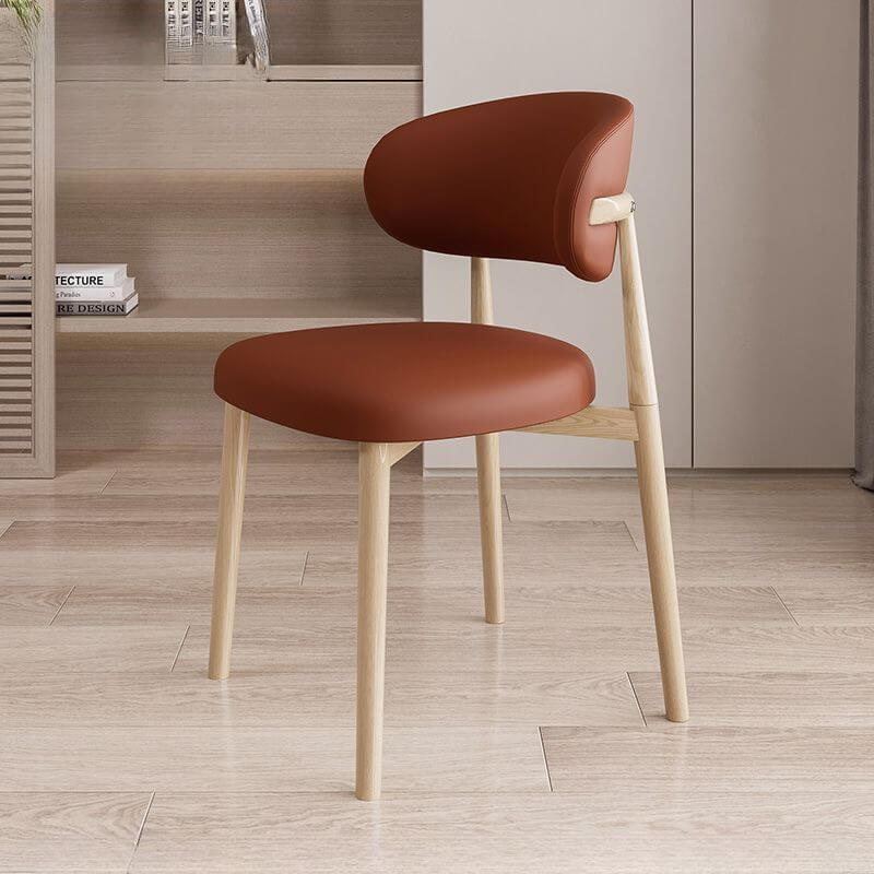 Modern Art Deco Side Chair with Faux Leather Upholstery and Metal Legs