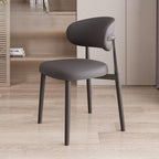 Modern Art Deco Side Chair with Faux Leather Upholstery and Metal Legs