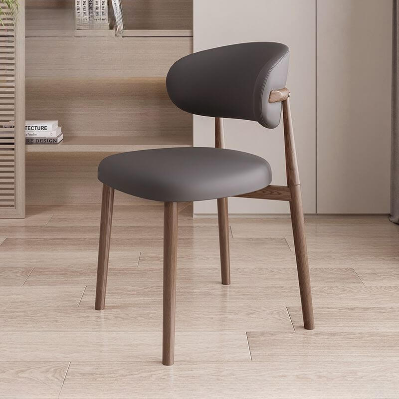 Modern Art Deco Side Chair with Faux Leather Upholstery and Metal Legs