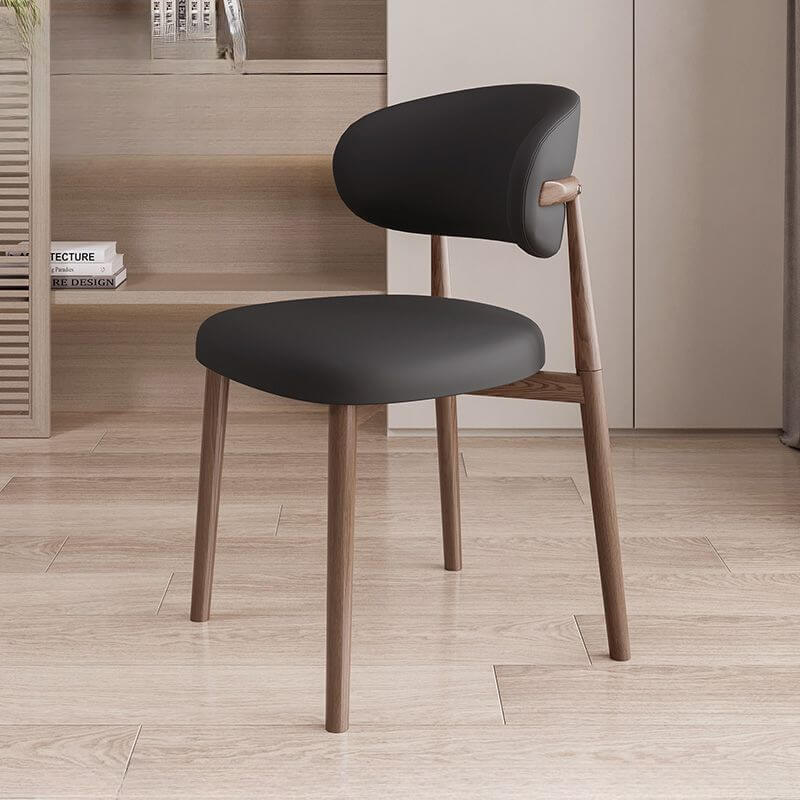 Modern Art Deco Side Chair with Faux Leather Upholstery and Metal Legs