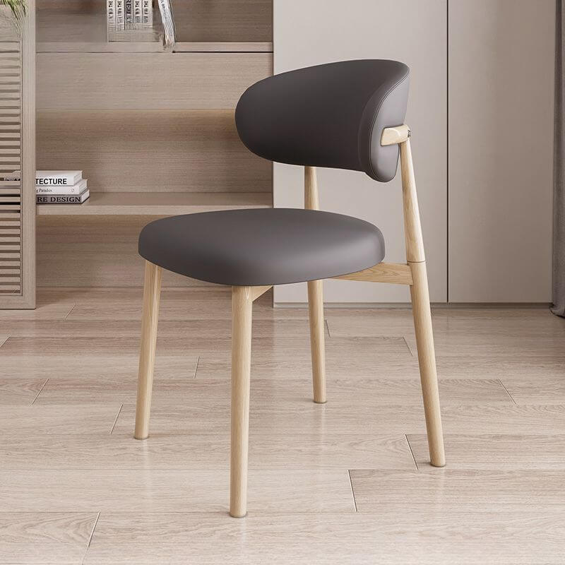 Modern Art Deco Side Chair with Faux Leather Upholstery and Metal Legs