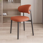 Modern Art Deco Side Chair with Faux Leather Upholstery and Metal Legs