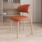 Modern Art Deco Side Chair with Faux Leather Upholstery and Metal Legs