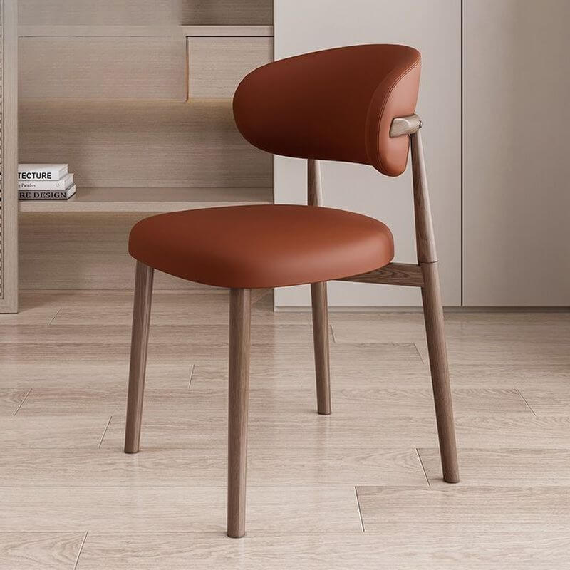 Modern Art Deco Side Chair with Faux Leather Upholstery and Metal Legs