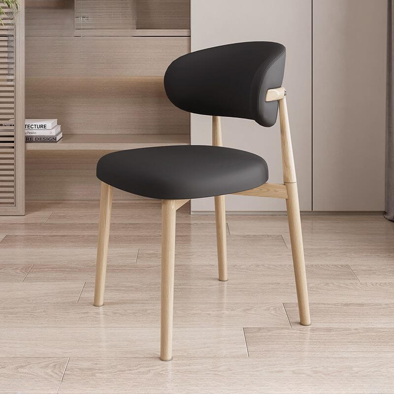 Modern Art Deco Side Chair with Faux Leather Upholstery and Metal Legs