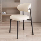 Modern Art Deco Side Chair with Faux Leather Upholstery and Metal Legs