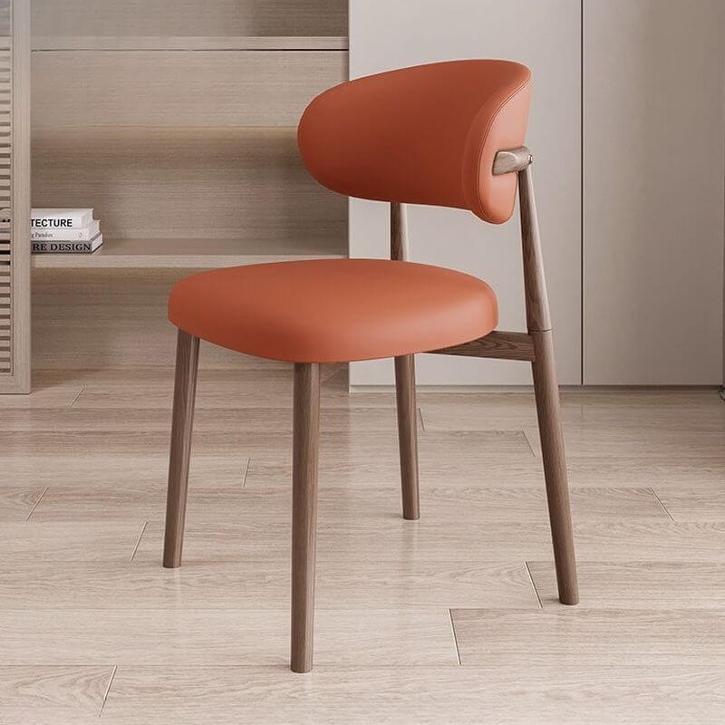 Modern Art Deco Side Chair with Faux Leather Upholstery and Metal Legs