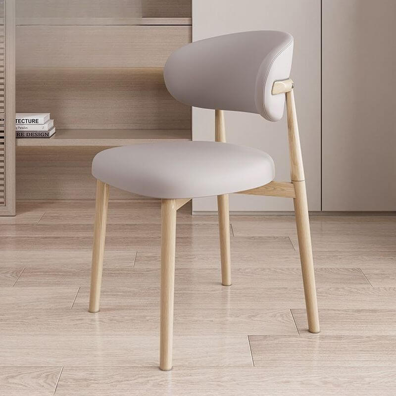 Modern Art Deco Side Chair with Faux Leather Upholstery and Metal Legs