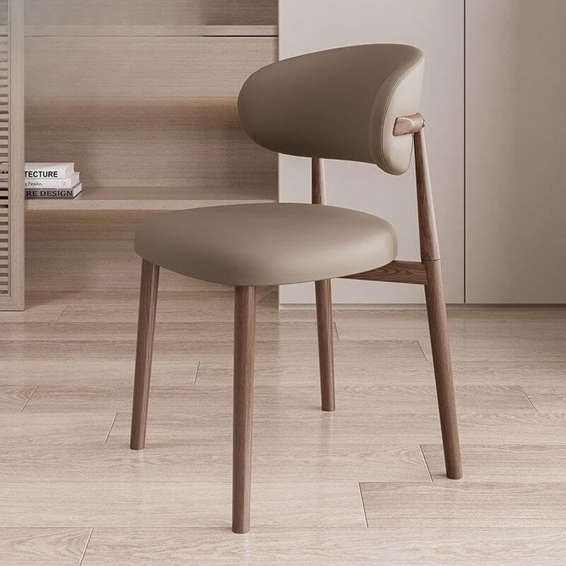 Modern Art Deco Side Chair with Faux Leather Upholstery and Metal Legs