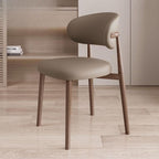 Modern Art Deco Side Chair with Faux Leather Upholstery and Metal Legs