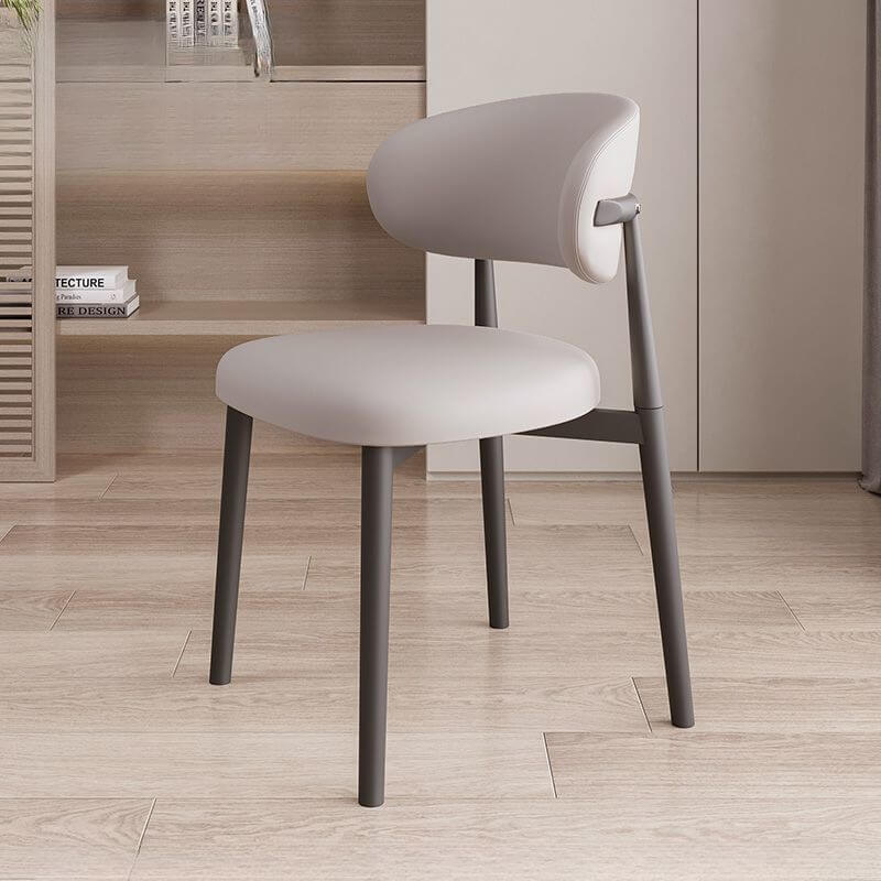 Modern Art Deco Side Chair with Faux Leather Upholstery and Metal Legs