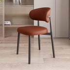 Modern Art Deco Side Chair with Faux Leather Upholstery and Metal Legs