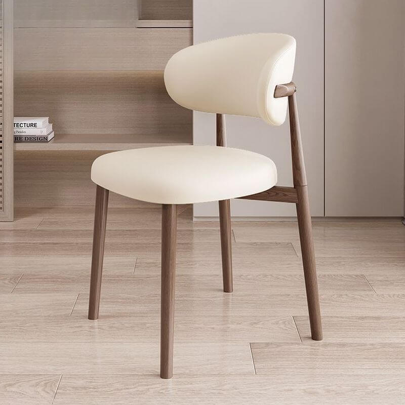 Modern Art Deco Side Chair with Faux Leather Upholstery and Metal Legs