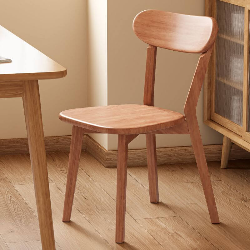 Modern Art Deco Wood Side Chair with Open Back and Foot Pads