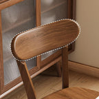 Modern Art Deco Wood Side Chair with Open Back and Foot Pads