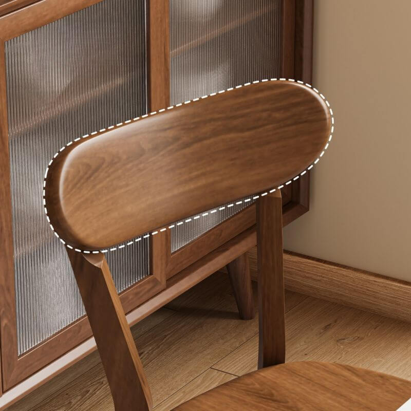 Modern Art Deco Wood Side Chair with Open Back and Foot Pads