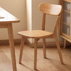 Modern Art Deco Wood Side Chair with Open Back and Foot Pads