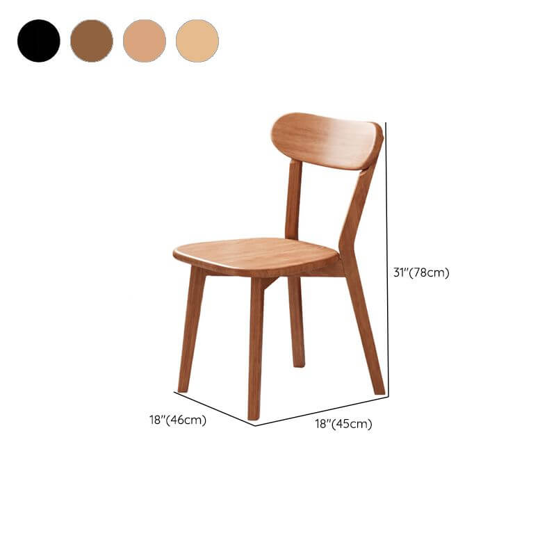 Modern Art Deco Wood Side Chair with Open Back and Foot Pads Dimensions