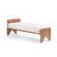 Modern Ash and Pine Upholstered Bench with Ivory Fabric Cushioning