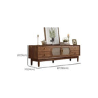 Modern Auburn Wood TV Stand with Drawers and Woven Panel Doors Dimensions