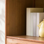 Modern Bamboo Bookcase with Polymer Rattan Cabinet Doors