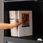 Modern Bamboo Vertical Bookcase with Polymer Sliding Doors