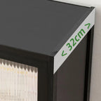 Modern Bamboo Vertical Bookcase with Polymer Sliding Doors