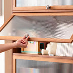Modern Bamboo Vertical Bookcase with Polymer Sliding Doors