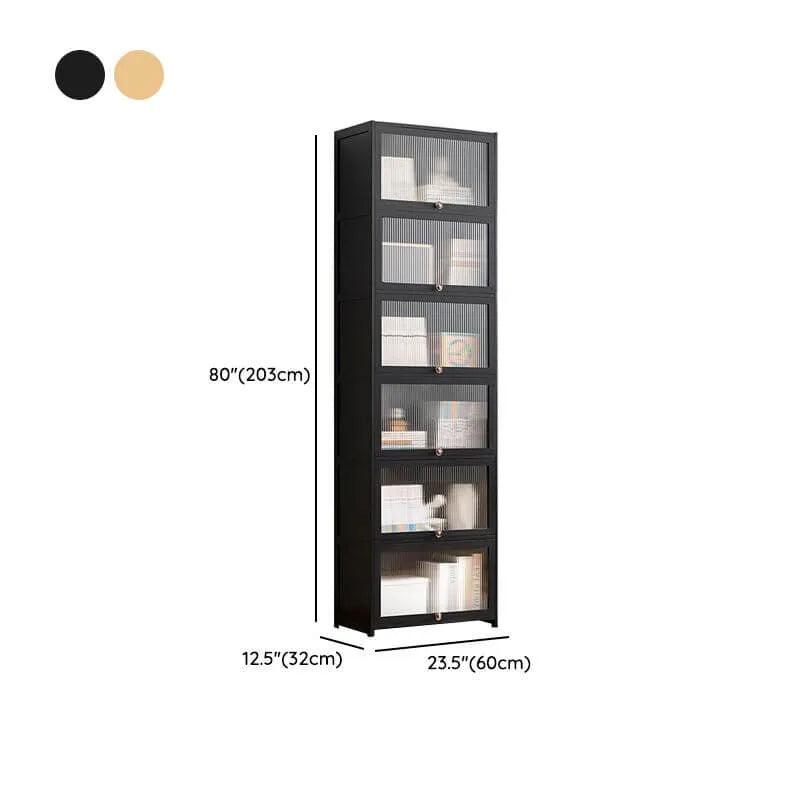 Modern Bamboo Vertical Bookcase with Polymer Sliding Doors Dimensions