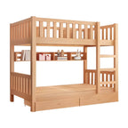 Modern Beech Wood Kids Bunk Bed with Ladder and Storage