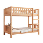 Modern Beech Wood Kids Bunk Bed with Ladder and Storage