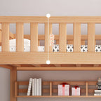 Modern Beech Wood Kids Bunk Bed with Ladder and Storage