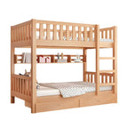 Modern Beech Wood Kids Bunk Bed with Ladder and Storage