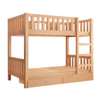 Modern Beech Wood Kids Bunk Bed with Ladder and Storage