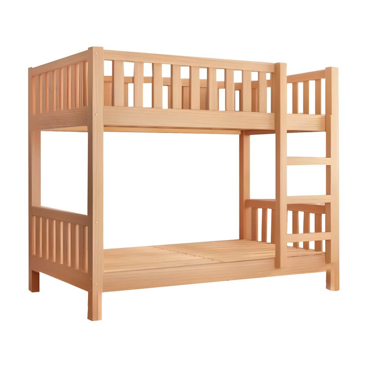 Modern Beech Wood Kids Bunk Bed with Ladder and Storage