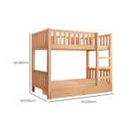 Modern Beech Wood Kids Bunk Bed with Ladder and Storage Dimensions