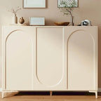 Modern Beige Engineered Wood Shoe Cabinet with Adjustable Shelves