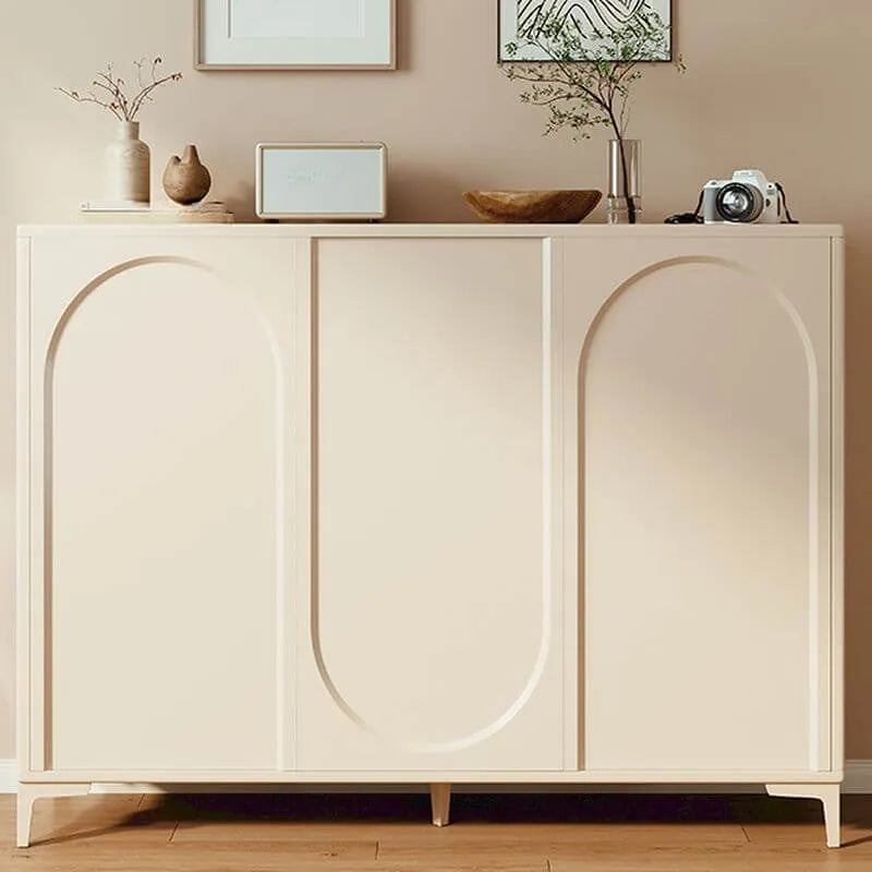 Modern Beige Engineered Wood Shoe Cabinet with Adjustable Shelves