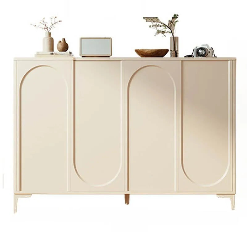 Modern Beige Engineered Wood Shoe Cabinet with Adjustable Shelves