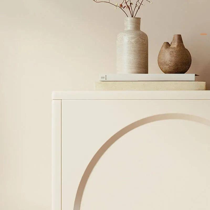Modern Beige Engineered Wood Shoe Cabinet with Adjustable Shelves