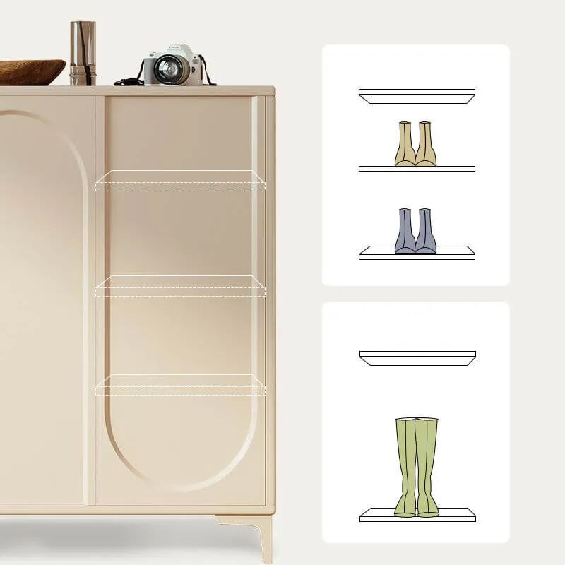Modern Beige Engineered Wood Shoe Cabinet with Adjustable Shelves