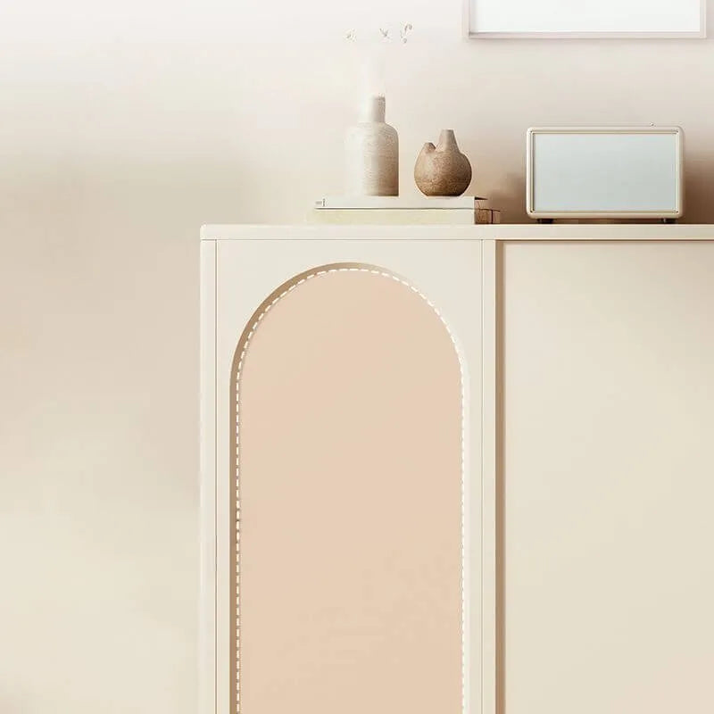 Modern Beige Engineered Wood Shoe Cabinet with Adjustable Shelves