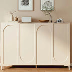 Modern Beige Engineered Wood Shoe Cabinet with Adjustable Shelves