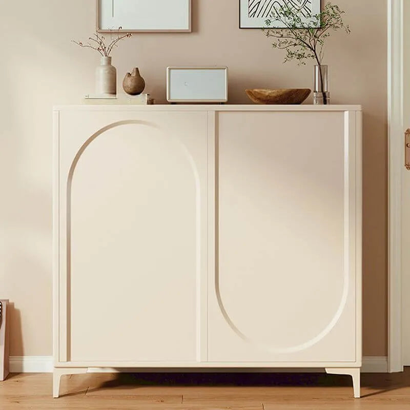 Modern Beige Engineered Wood Shoe Cabinet with Adjustable Shelves