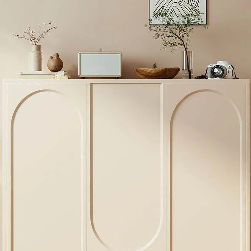 Modern Beige Engineered Wood Shoe Cabinet with Adjustable Shelves