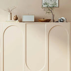 Modern Beige Engineered Wood Shoe Cabinet with Adjustable Shelves