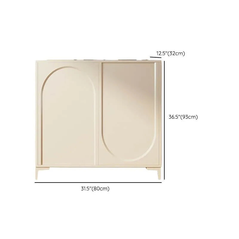 Modern Beige Engineered Wood Shoe Cabinet with Adjustable Shelves Dimensions