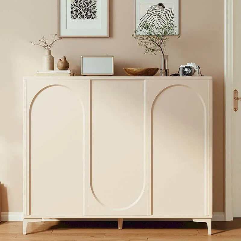 Modern Beige Engineered Wood Shoe Cabinet with Adjustable Shelves Main Product Image Main image